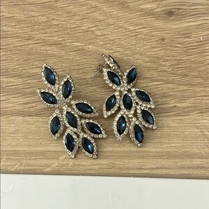 Elegant Blue and Silver Leaf Earrings
